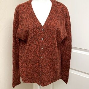 Jillian Jones Wool blend Cardigan Sweater Women’s XL Floral Cottage Core office